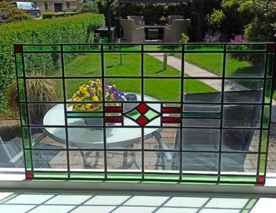 Mooi klassiek glas in lood raam., Ophalen, Nieuw, Overige materialen, Overige typen