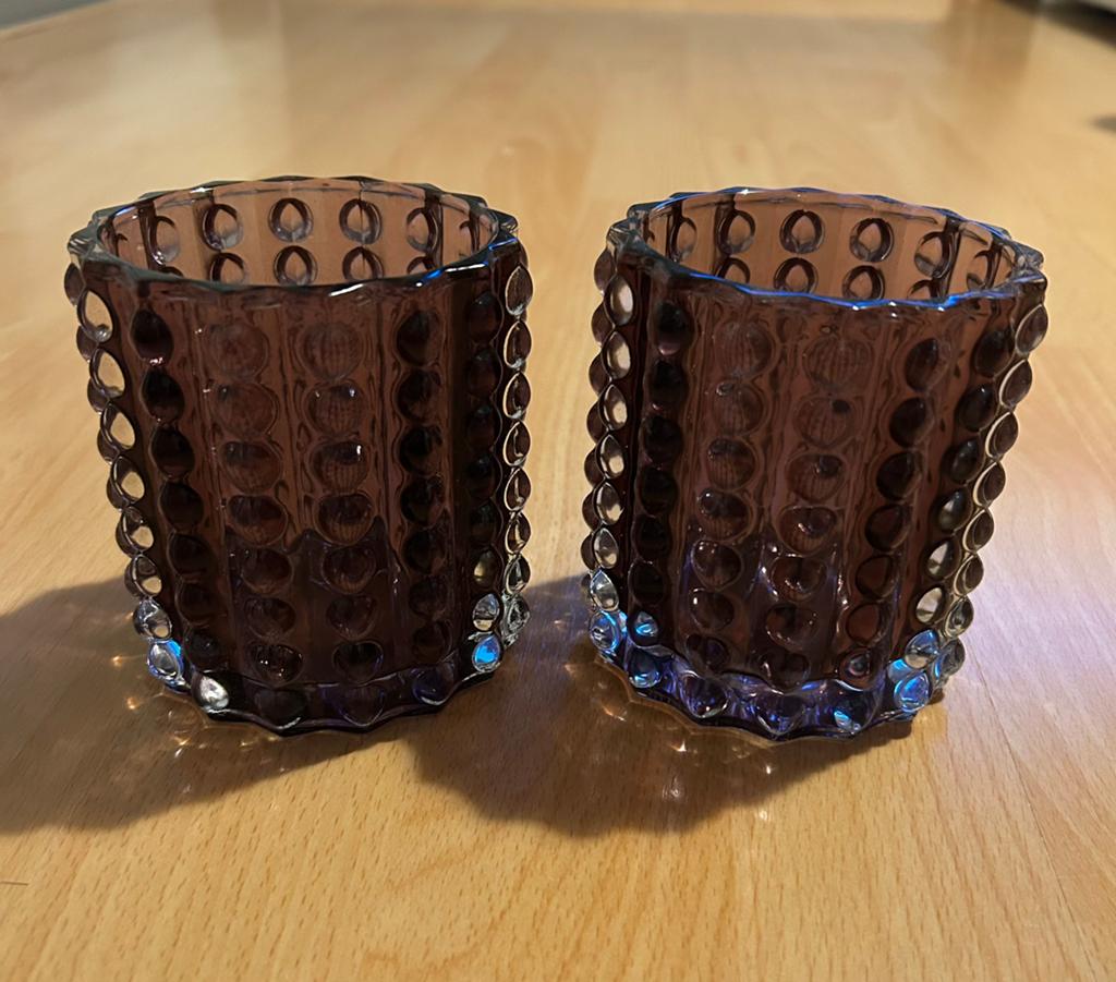 2 glazen kaarsenhouders, Overige materialen, Nieuw, Ophalen of Verzenden, Kandelaar