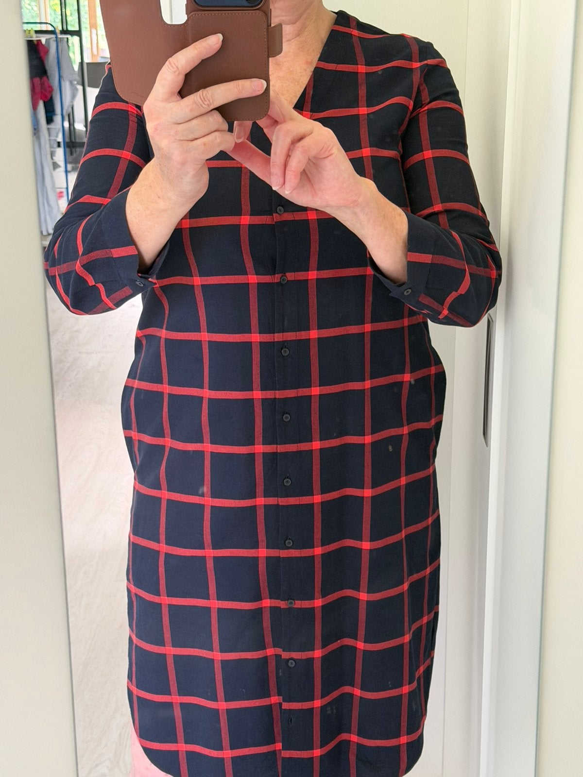 Jurk van COS rood/blauwe ruit maat 42, Kleding | Dames, Maat 42/44 (L), Ophalen of Verzenden, Zo goed als nieuw, Rood