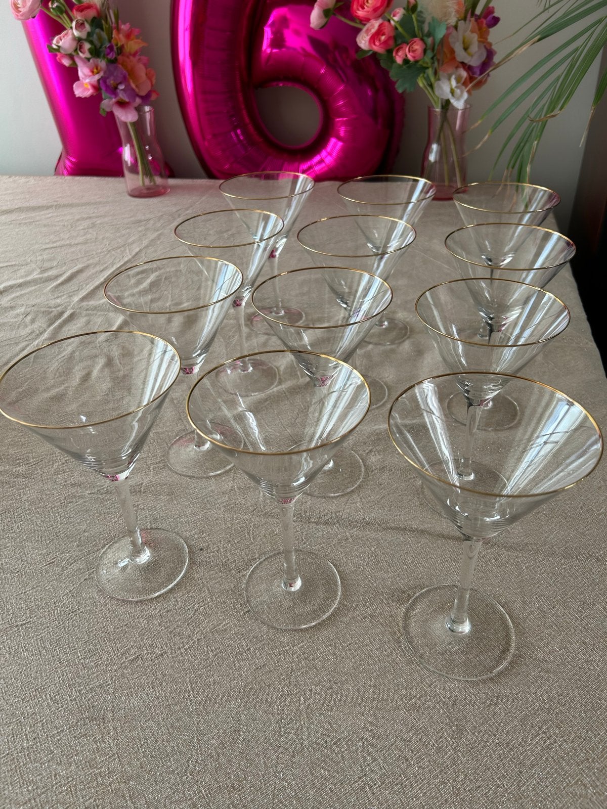 Martini glazen met gouden rand - Set van 12, Huis en Inrichting, Keuken | Servies, Glas of Glazen, Overige merken, Ophalen of Verzenden