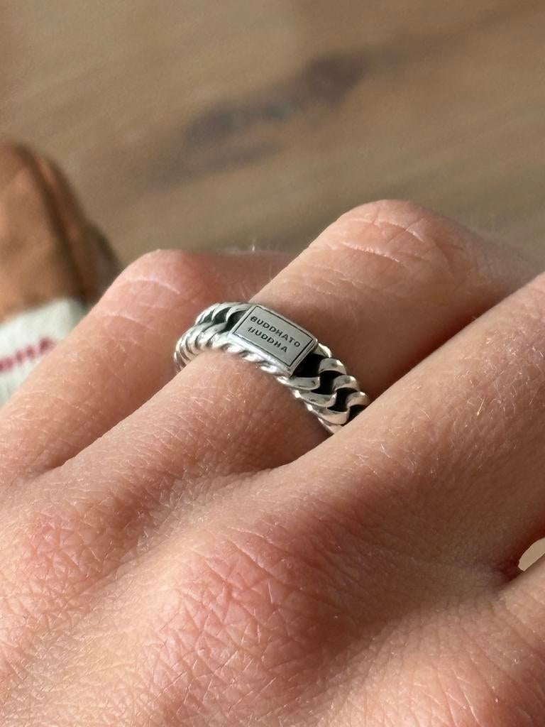 Buddha to Buddha Chain ring XS maat 16 zilver - nieuwstaat, Sieraden, Tassen en Uiterlijk, Ringen, Ophalen of Verzenden, Dame of Heer