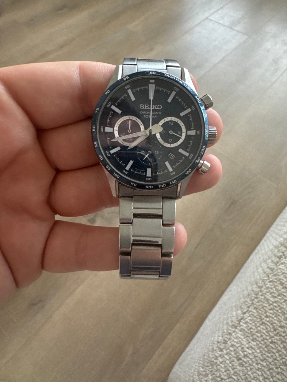 Seiko Chronograaf Horloge met Saffierglas, Seiko, Gebruikt, Staal, Polshorloge