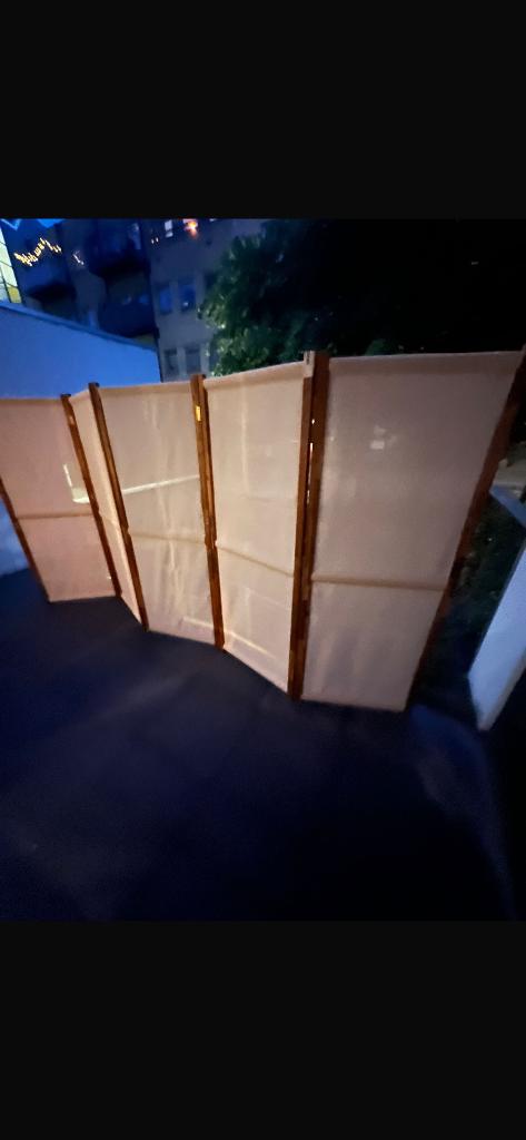 kamerscherm 5 panelen 350x180 cremewit (van vidaxl), Ophalen, Zo goed als nieuw