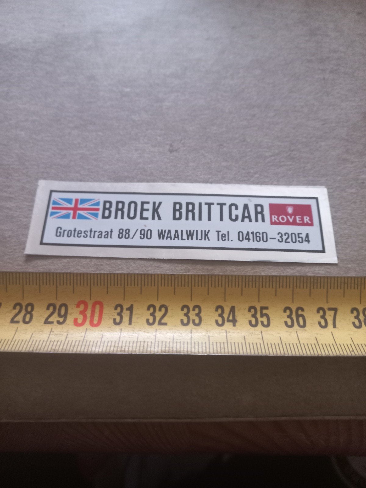 Vintage Broek Brittcar Rover sticker Waalwijk, Ophalen of Verzenden