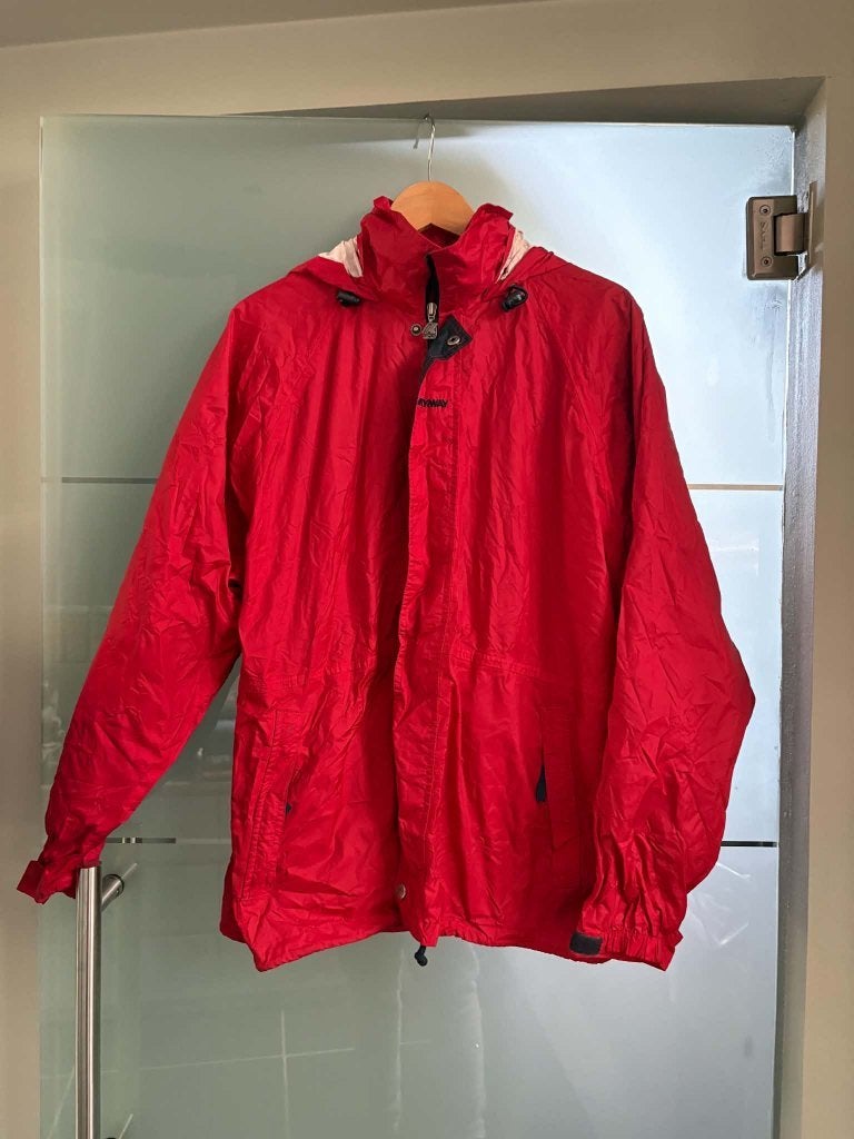 Vintage K-Way 2000 Regenjas / Windbreaker – Rood – Maat M, Maat 38/40 (M), Ophalen of Verzenden, Gedragen, K-Way
