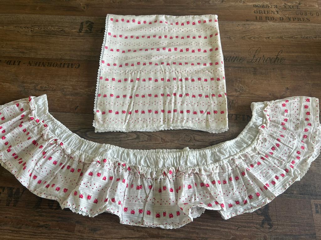 Wiegbekleding roosjes hemeltje schort, Kinderen en Baby's, Babywiegjes en Ledikanten, Ophalen of Verzenden, Zo goed als nieuw