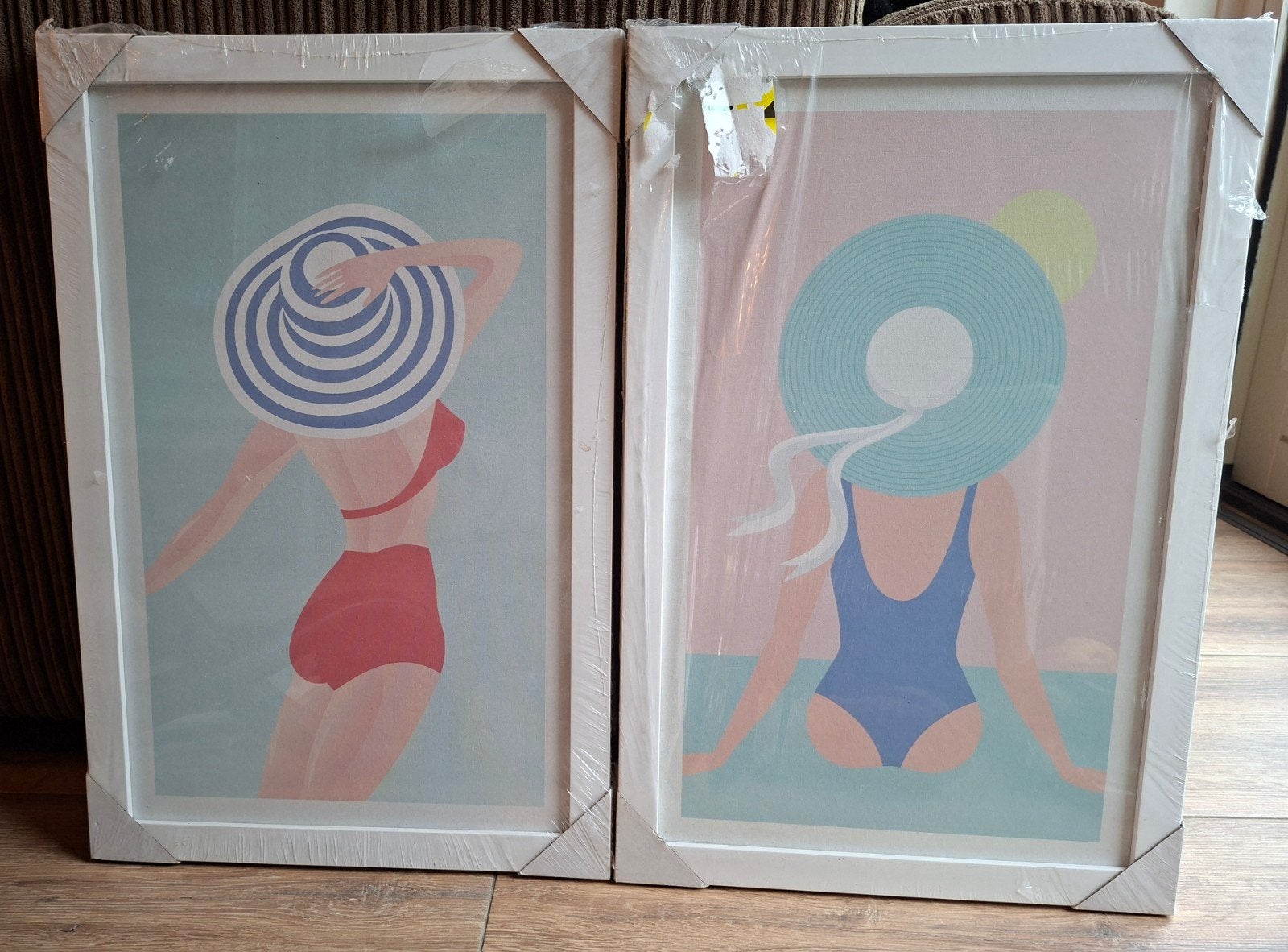 Canvas Strand met Witte Lijst, 2 Stuks., Ophalen, Overige materialen, Overige typen, Zo goed als nieuw