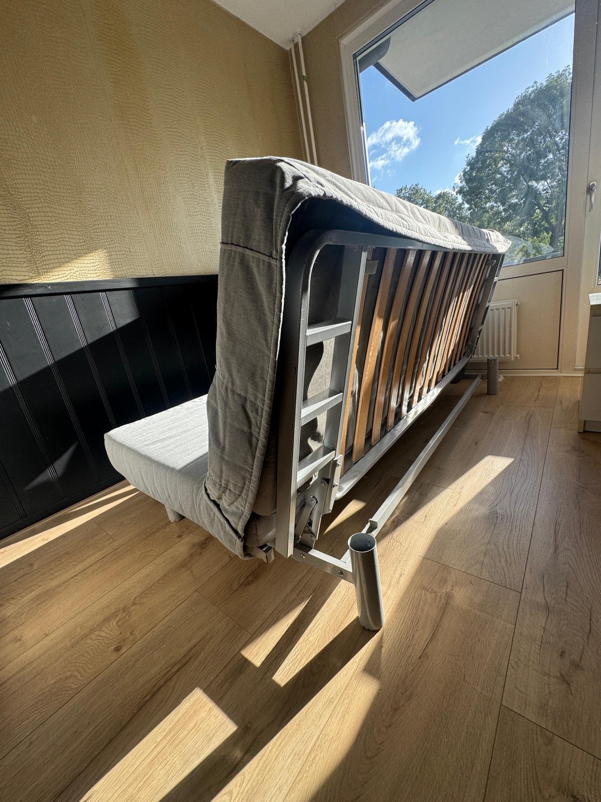 IKEA slaapbank / bedbank - grijs, Ophalen, Gebruikt, 150 tot 200 cm, Tweepersoons