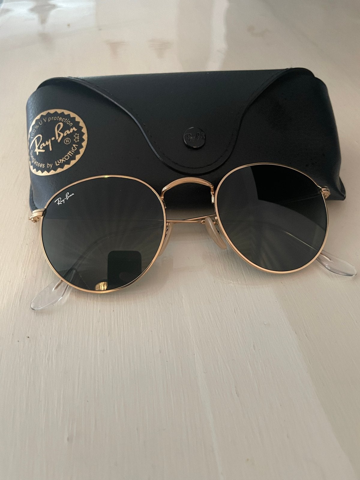 Ray-Ban Round Metal Zonnebril RB3447 5021-145 - Zo goed als, Zonnebril, Overige kleuren, Ophalen of Verzenden, Zo goed als nieuw