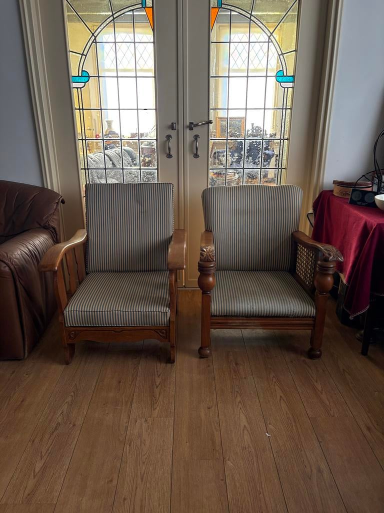 2 Antieke eikenhouten room stoelen, Antiek en Kunst, Ophalen of Verzenden