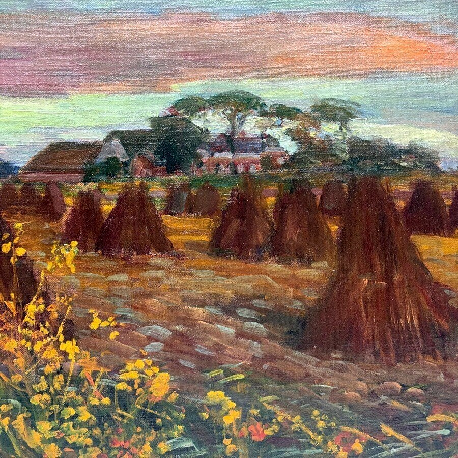 Johan Dijkstra (1896-1978) - Hooibalen in Gronings landschap, Antiek en Kunst, Kunst | Schilderijen | Klassiek, Ophalen of Verzenden