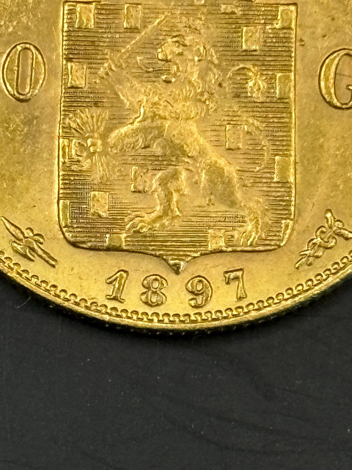 Zeldzame Gouden 10 Gulden Wilhelmina 1897 met overslag 7, Postzegels en Munten, Munten | Nederland, Ophalen, Goud, Koningin Wilhelmina
