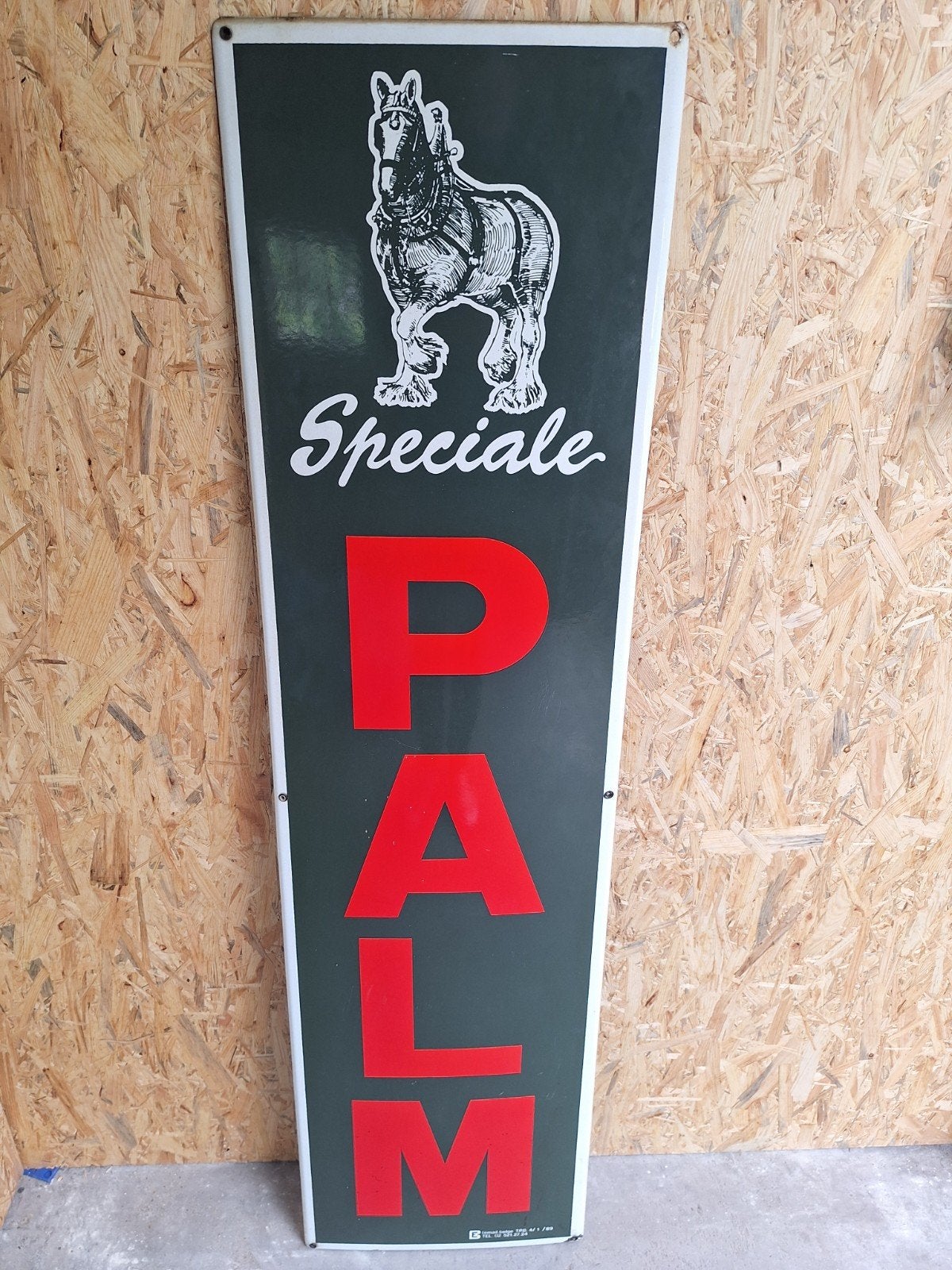 Vintage Emaille Reclamebord Speciale Palm Bier 1989, Ophalen of Verzenden, Gebruikt, Reclamebord, Plaat of Schild, Palm