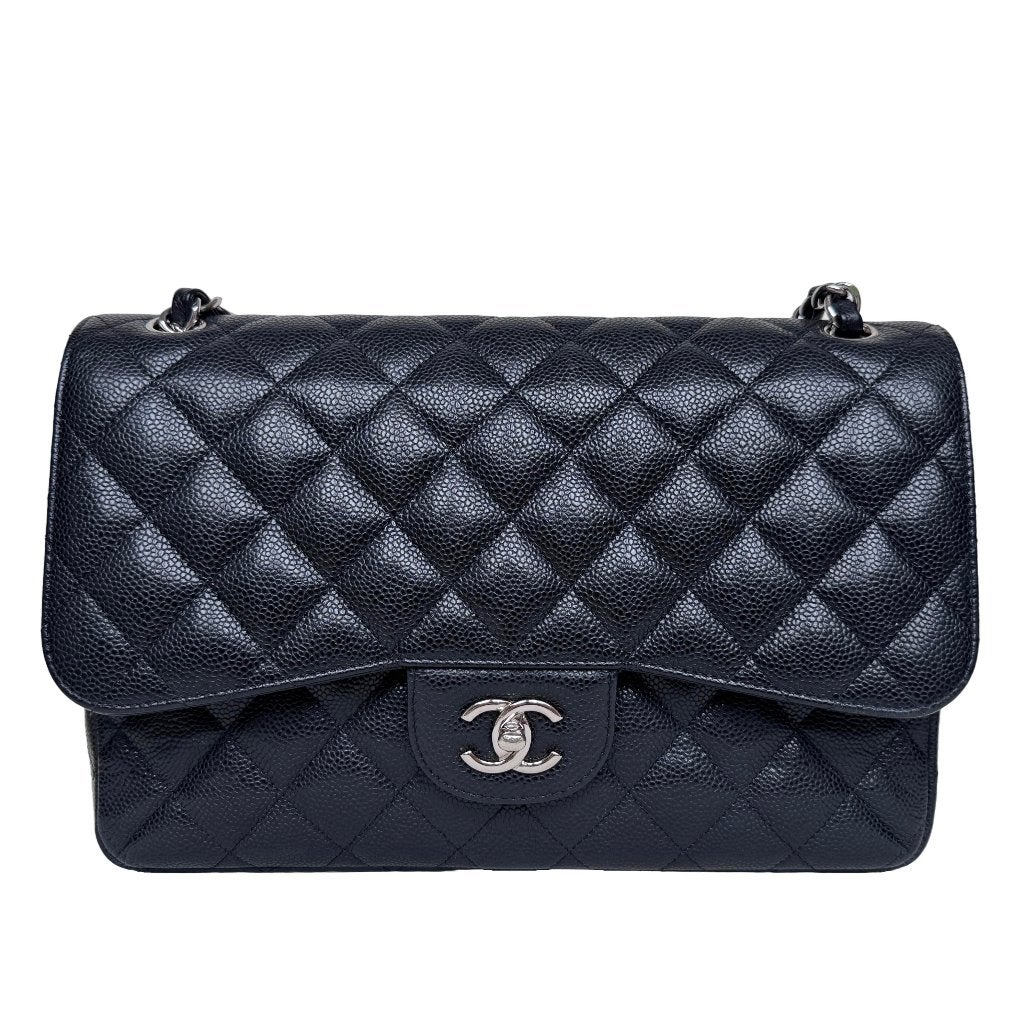 Chanel double flap classic caviar 2.55 11.12 tas kaviaar, Verzenden, Zo goed als nieuw, Zwart, Handtas