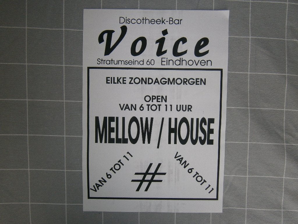 Voice – Stratumseind 60 Eindhoven – 90s Mellow House Poster, Ophalen, Rechthoekig Staand, Zo goed als nieuw, A1 t/m A3