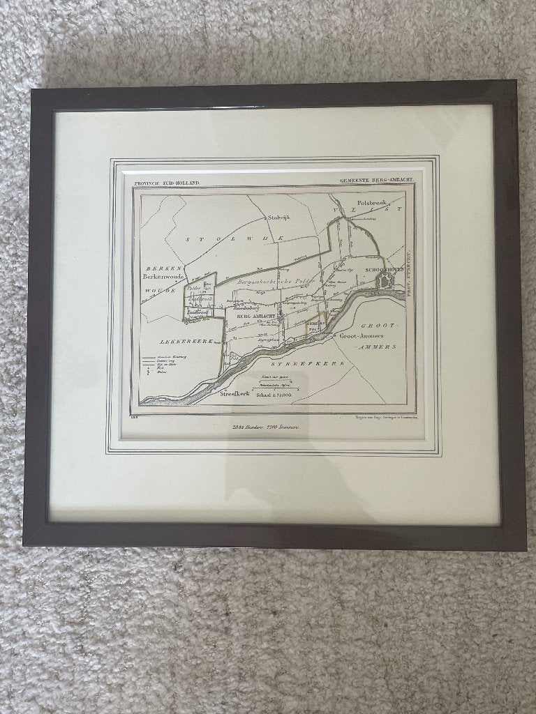 Ingelijste plattegrond, Ophalen, Gebruikt, 32 cm, Ingelijst werk