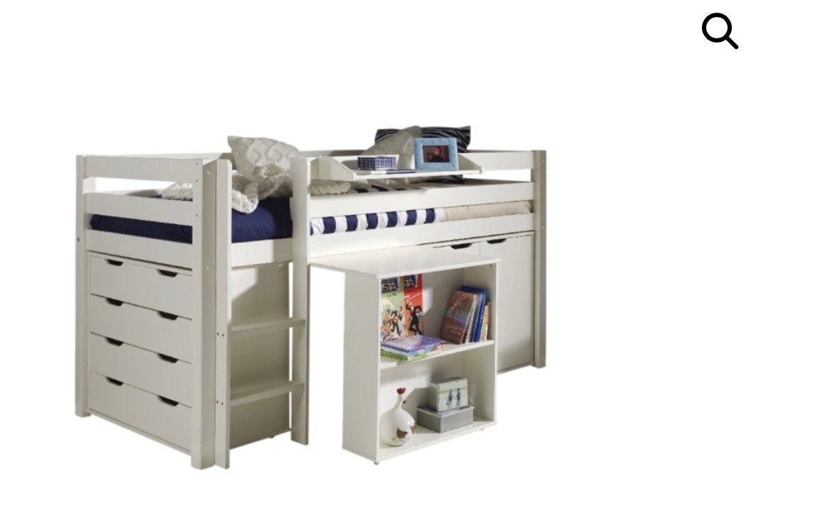 Vipack Halfhoogslaper Pino met lade, bureau en bureau, Ophalen, Gebruikt, 90 cm, Eenpersoons