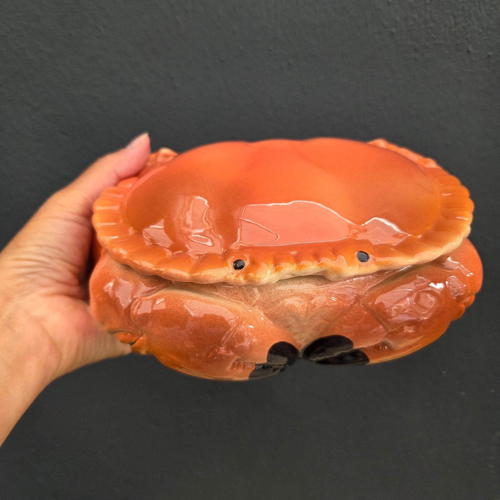 Michel Caugant Terrine Krab - Vintage Frans Aardewerk, Antiek en Kunst, Antiek | Keramiek en Aardewerk, Ophalen of Verzenden