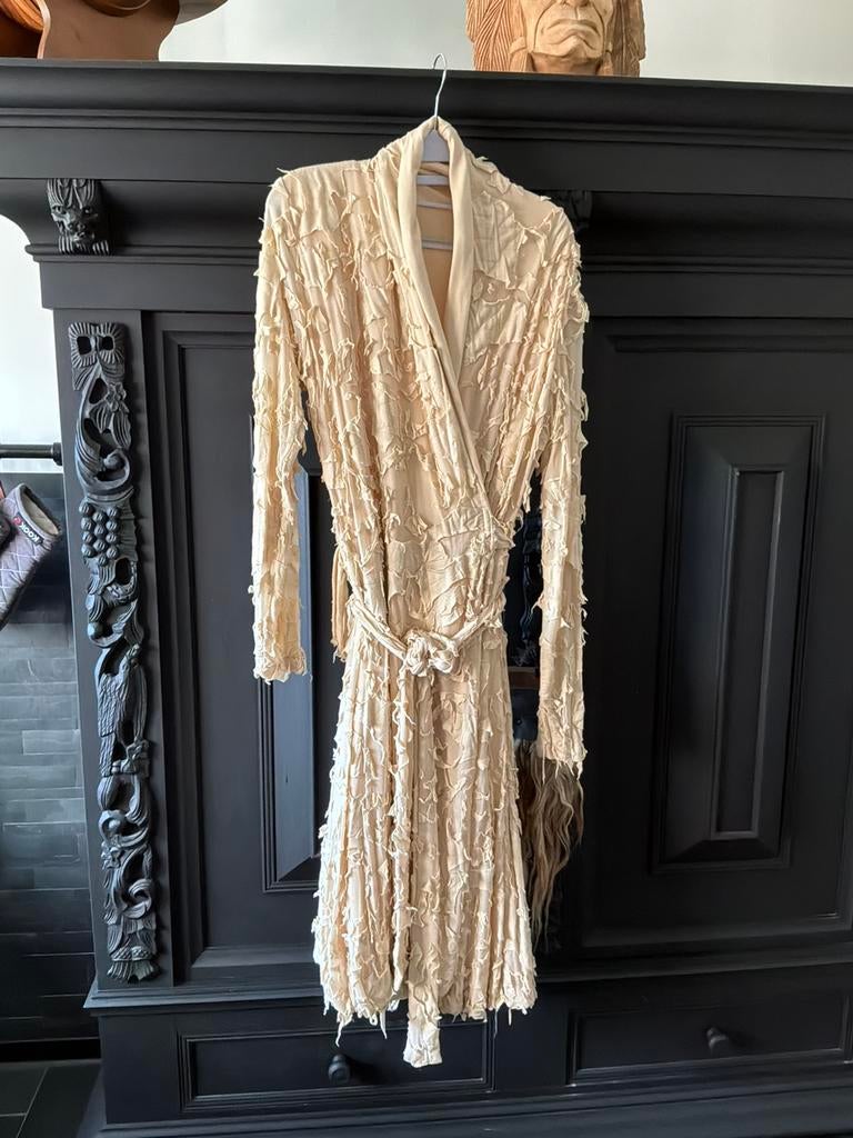 Kepourel overslag jurk, Beige, Maat 46/48 (XL) of groter, Ophalen of Verzenden, Zo goed als nieuw