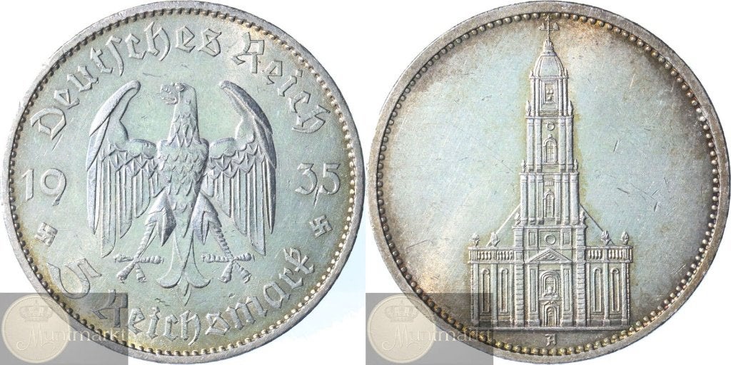 Duitsland - Derde Rijk 5 Reichsmark 1935 A 'WWII Potsdam', Ophalen of Verzenden, Duitsland, Losse munt, Zilver