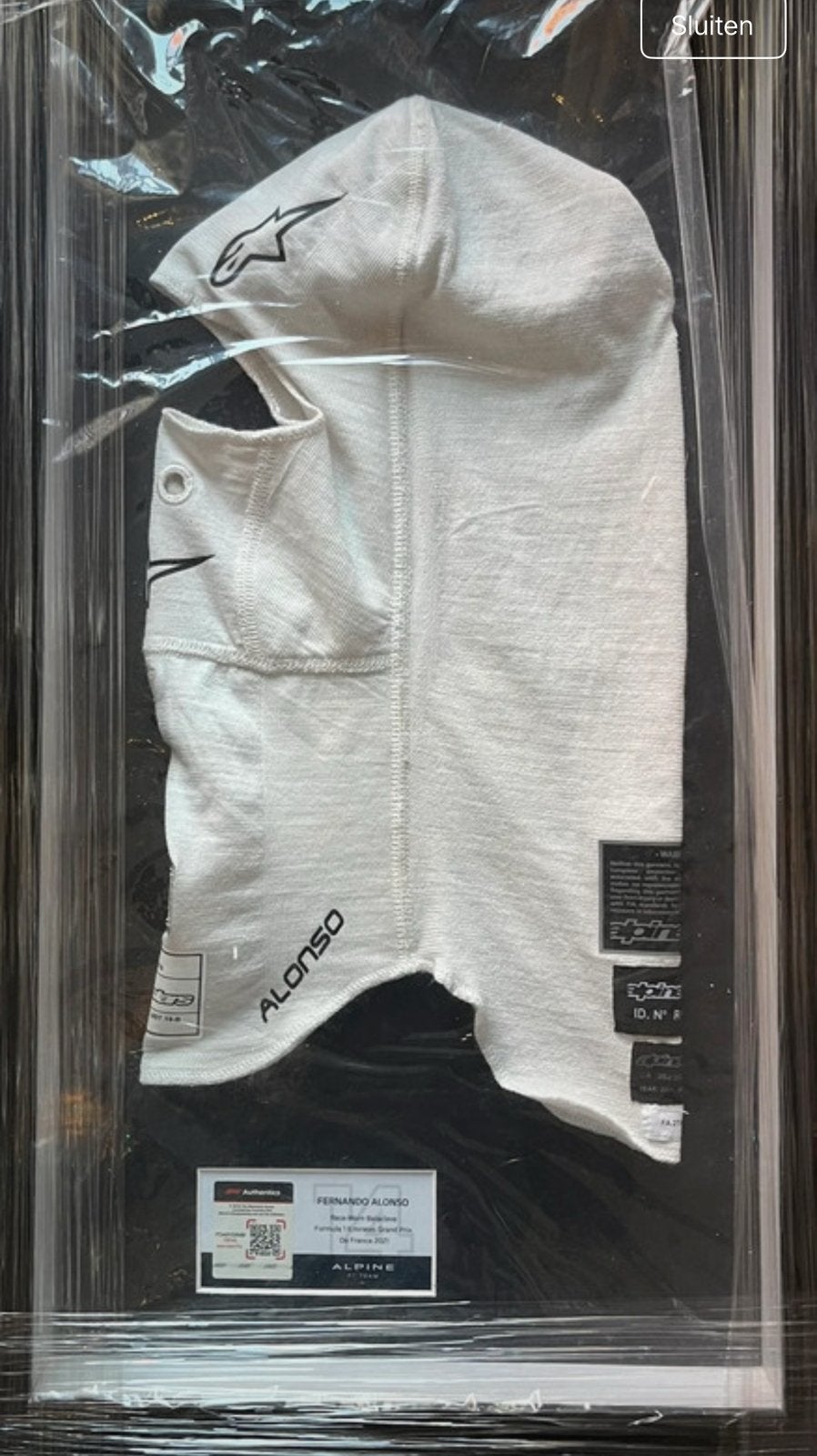 Fernando Alonso – Race-Worn Balaclava – F1 GP Frankrijk 2021, Ophalen of Verzenden, Zo goed als nieuw, Formule 1