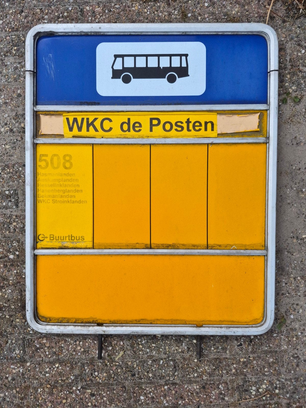 Bushaltebord WKC de Posten Syntus buurtbus lijn 508, Verzamelen, Spoorwegen en Tramwegen, Ophalen of Verzenden, Gebruikt, Bus of Metro