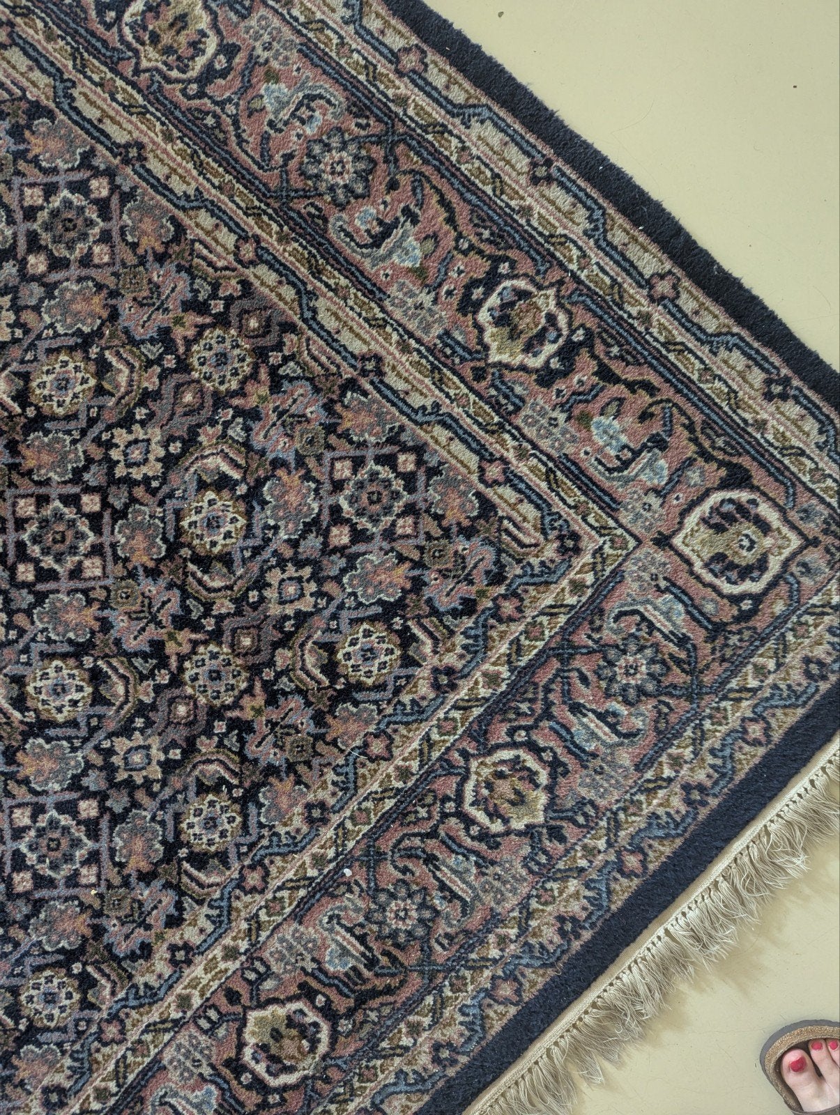 Perzisch tapijt blauw met roze tinten, Ophalen, Perzisch, 150 tot 200 cm, 200 cm of meer
