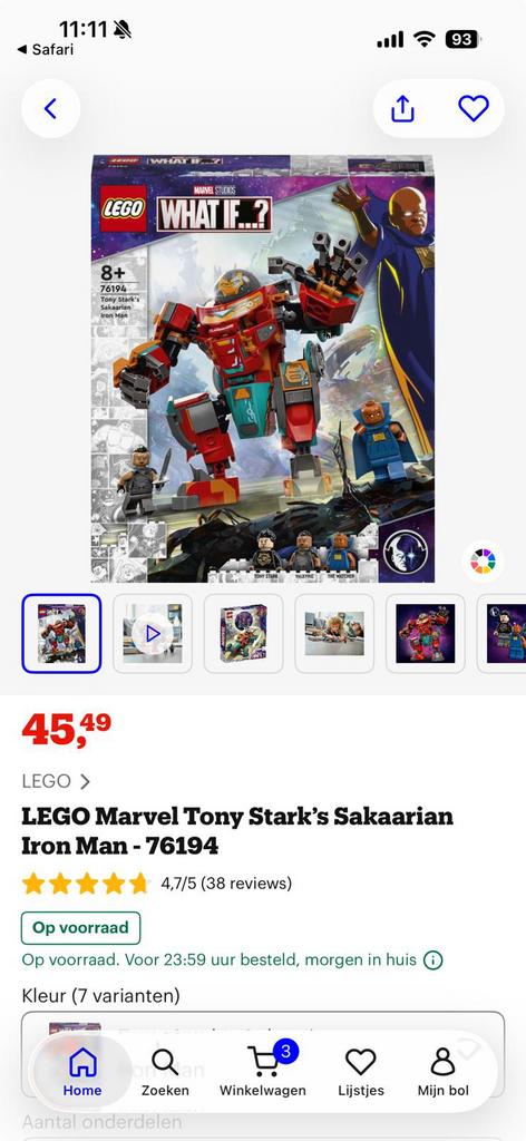 Lego marvel nieiwe set 76194, Ophalen of Verzenden, Zo goed als nieuw