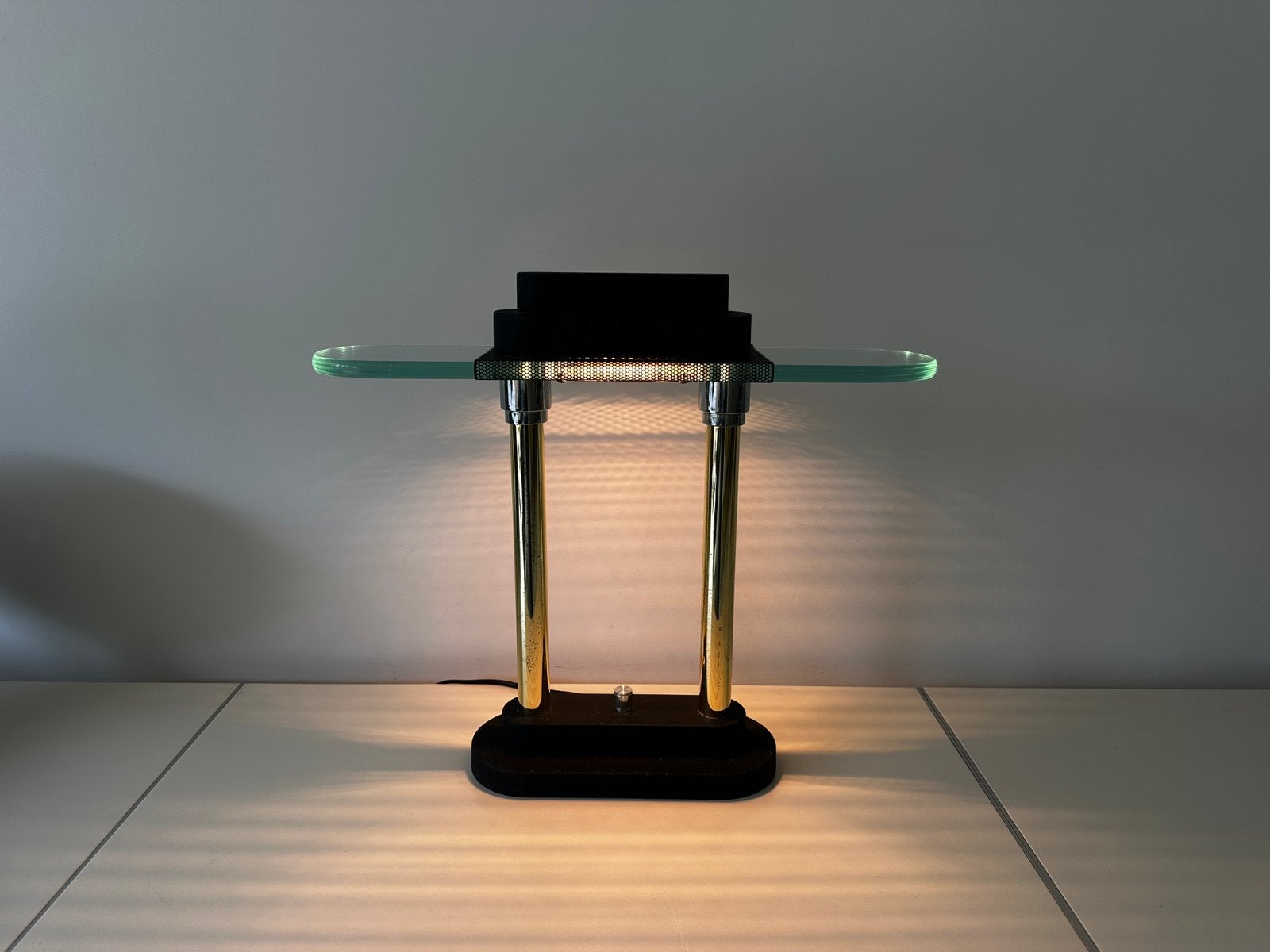 Postmodern 80’s lamp by Robert Sonneman for George Kovacs, Ophalen, Dimbaar, Bureaulamp, Gebruikt