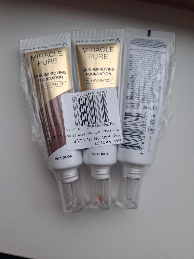 Max Factor Miracle Pure Foundation 100 cocoa (advr 173), Overige kleuren, Gehele gezicht, Nieuw, Ophalen of Verzenden