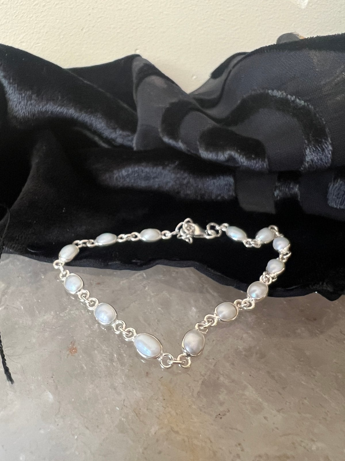 Parel zoetwater zilver beschermt liefde harmonie intuïtie, Met bedels of kralen, Wit, Magnolia11, Nieuw