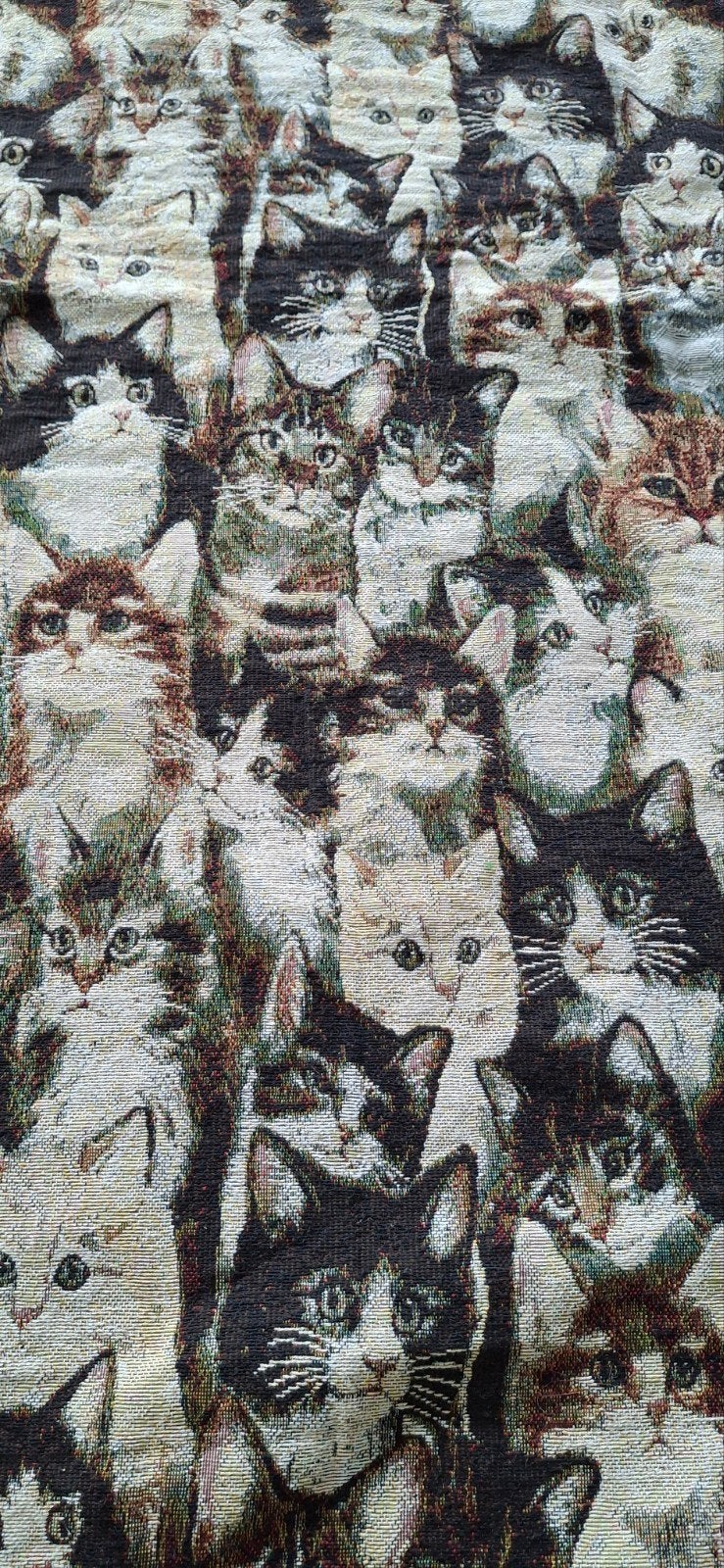 Kattengobelin Stoelbeschermer - coupon hobby stof lappen, Beige, Ophalen of Verzenden, Zo goed als nieuw, 30 tot 120 cm