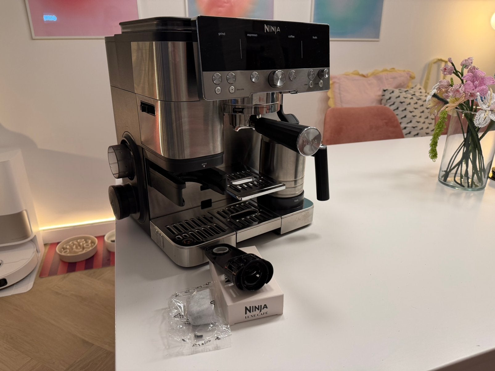 Ninja Luxe Café Premier ES601EU Espressomachine – RVS, Ophalen, Gebruikt, Espresso apparaat, Koffiebonen