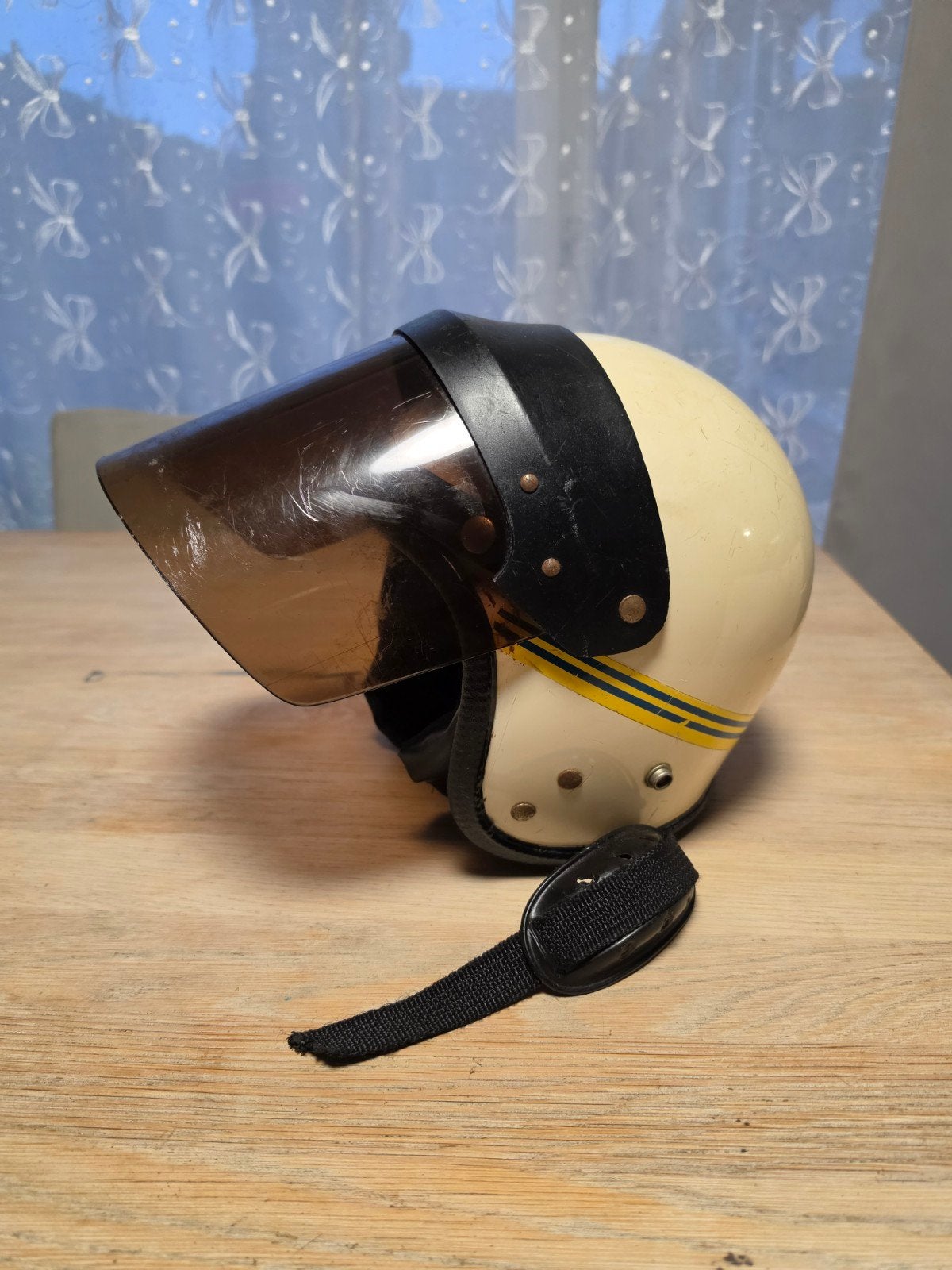 Vintage motorhelm met vizier – BENOR 63 – verzamelobject, Ophalen of Verzenden