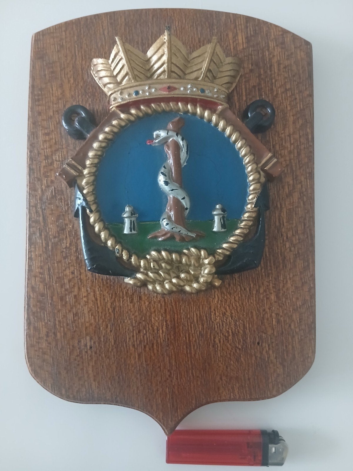 Vintage Marine Corps Wandbord met Caduceus Symbool, Ophalen