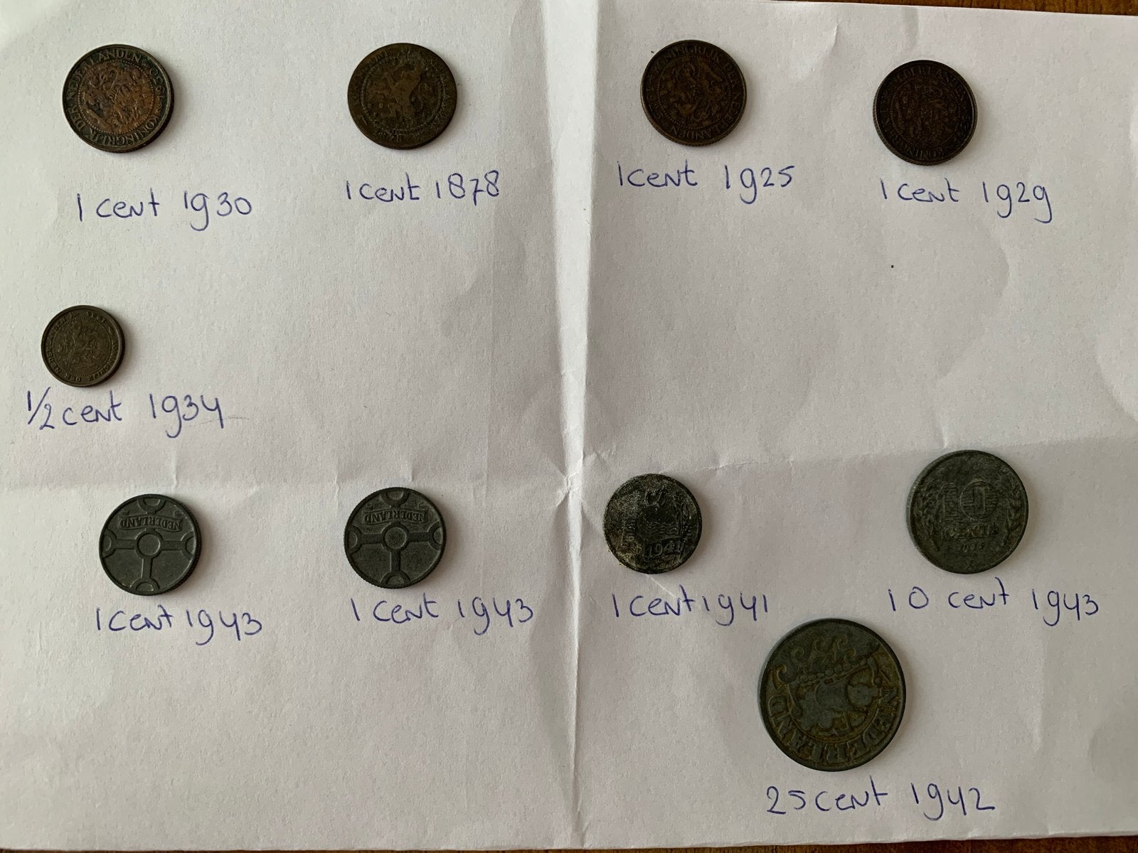 Diverse Nederlandse munten: 1 cent, 1/2 cent, 10 cent, 25 ce, Ophalen of Verzenden, Koningin Wilhelmina, Overige waardes, Setje
