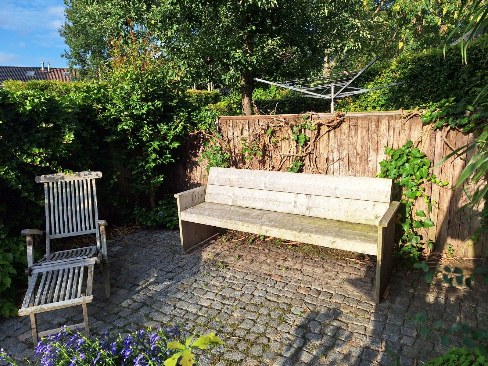 Houten tuinbank 200x58x85 cm - Wegens overcompleet, Ophalen, Gebruikt, Hout