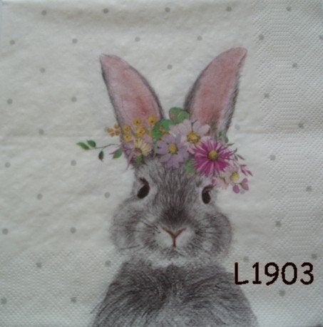 Servetten decoupage/bullet journal - Haasje/konijntje L1903, Verzenden, Nieuw