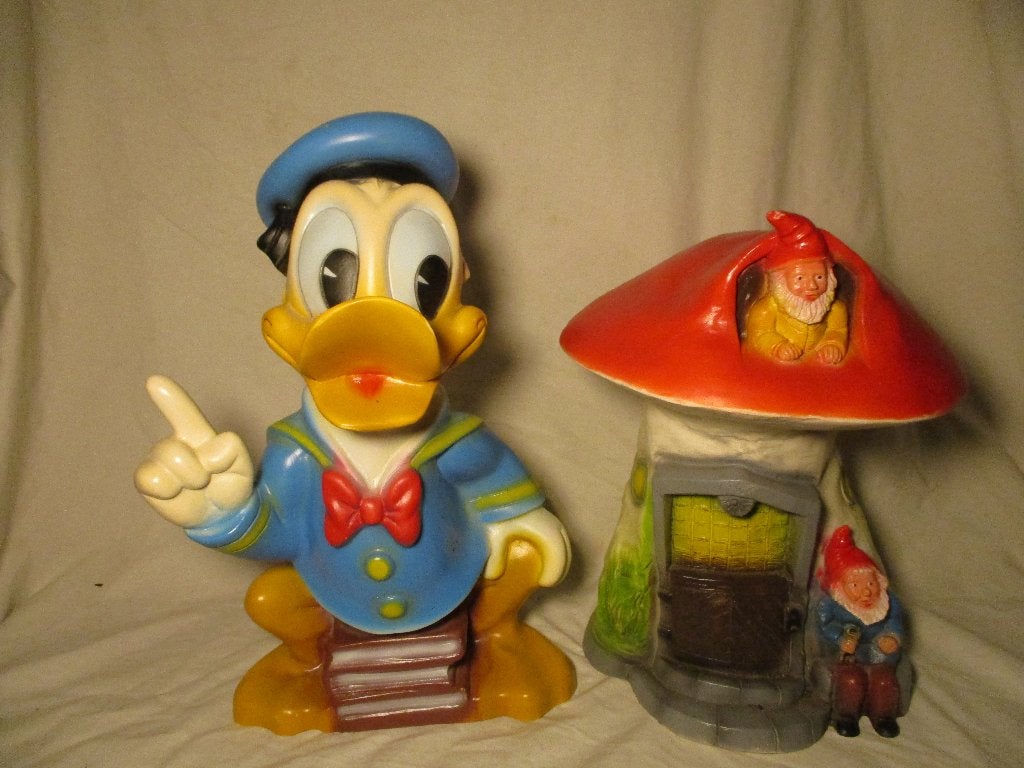 2x Heico lampen zonder lampen Donald Duck en paddestoel, Verzamelen, Ophalen of Verzenden