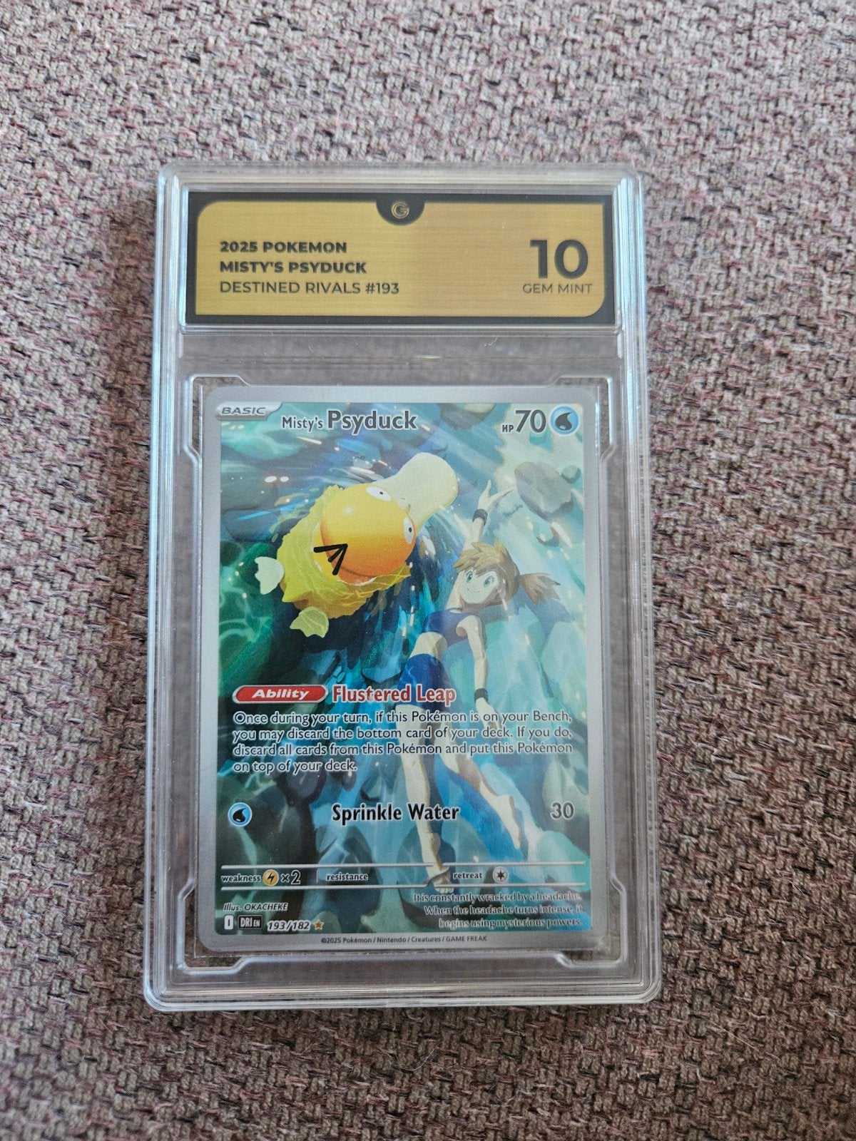 Misty's Psyduck 2025 Pokemon Destined Rivals #193 PSA 10, Ophalen of Verzenden, Nieuw, Losse kaart