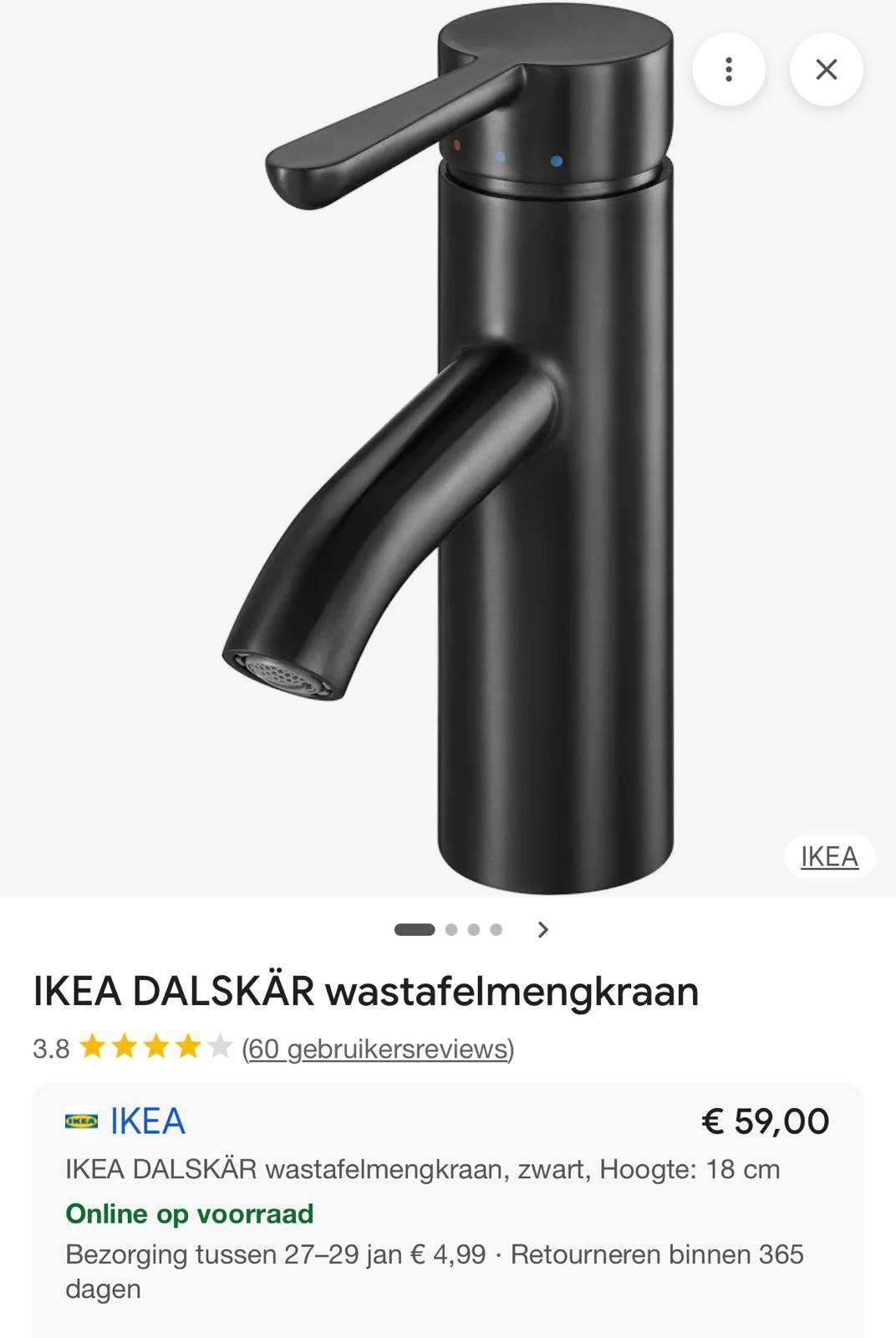 Spiksplinternieuw wastafel mengkraan zwart, Doe-het-zelf en Verbouw, Ophalen of Verzenden, Zo goed als nieuw, Wastafel