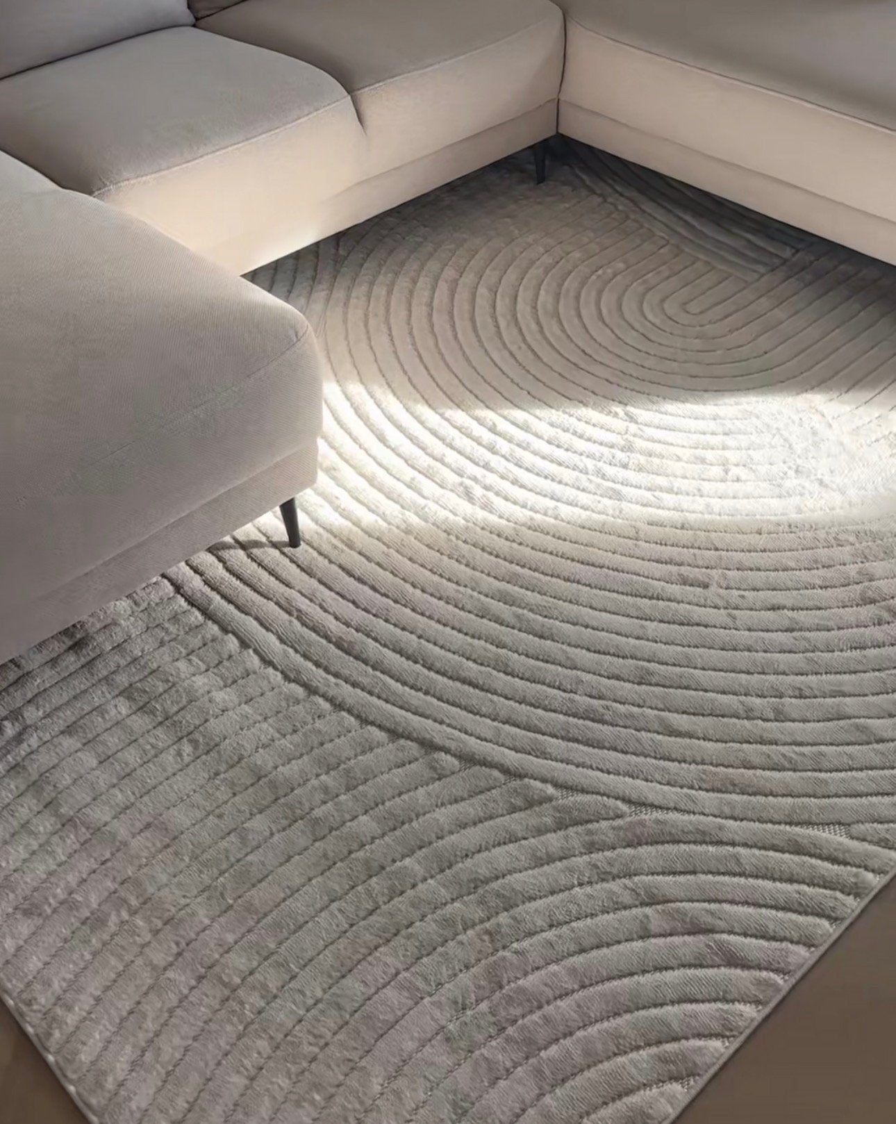 Japandi vloerkleed 230cm, Huis en Inrichting, Stoffering | Tapijten en Kleden, Ophalen, Japandi, Crème, Zo goed als nieuw