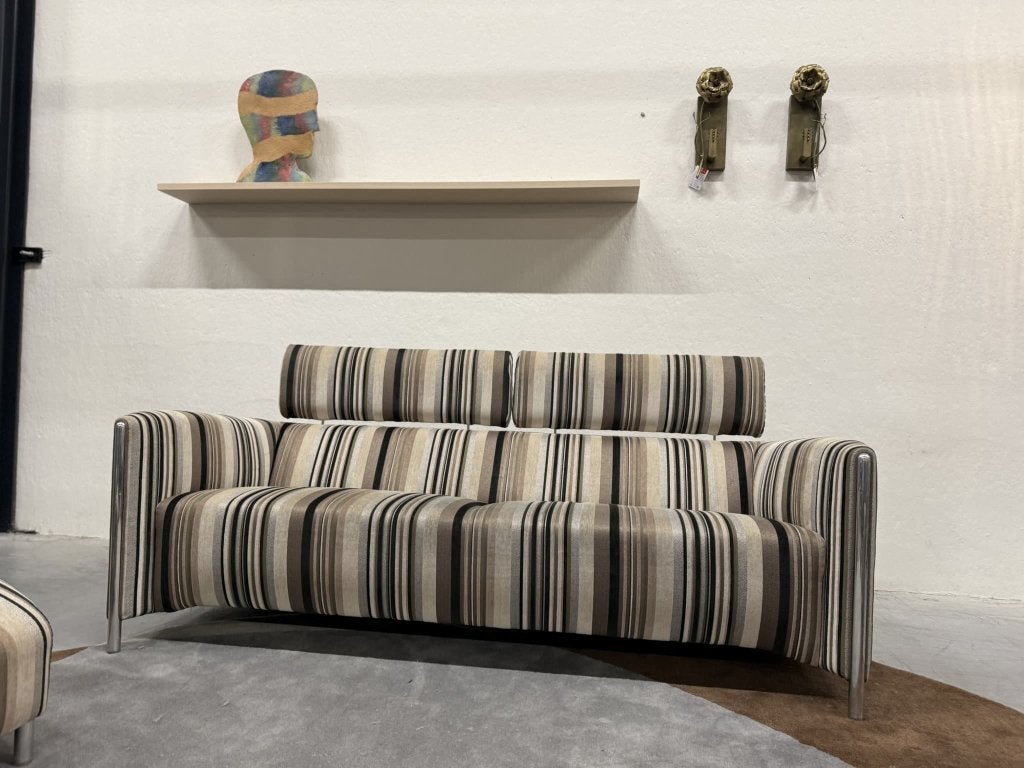 Leolux Goncharov Bank 3 zits Stof Bruin design Fauteuil Poef