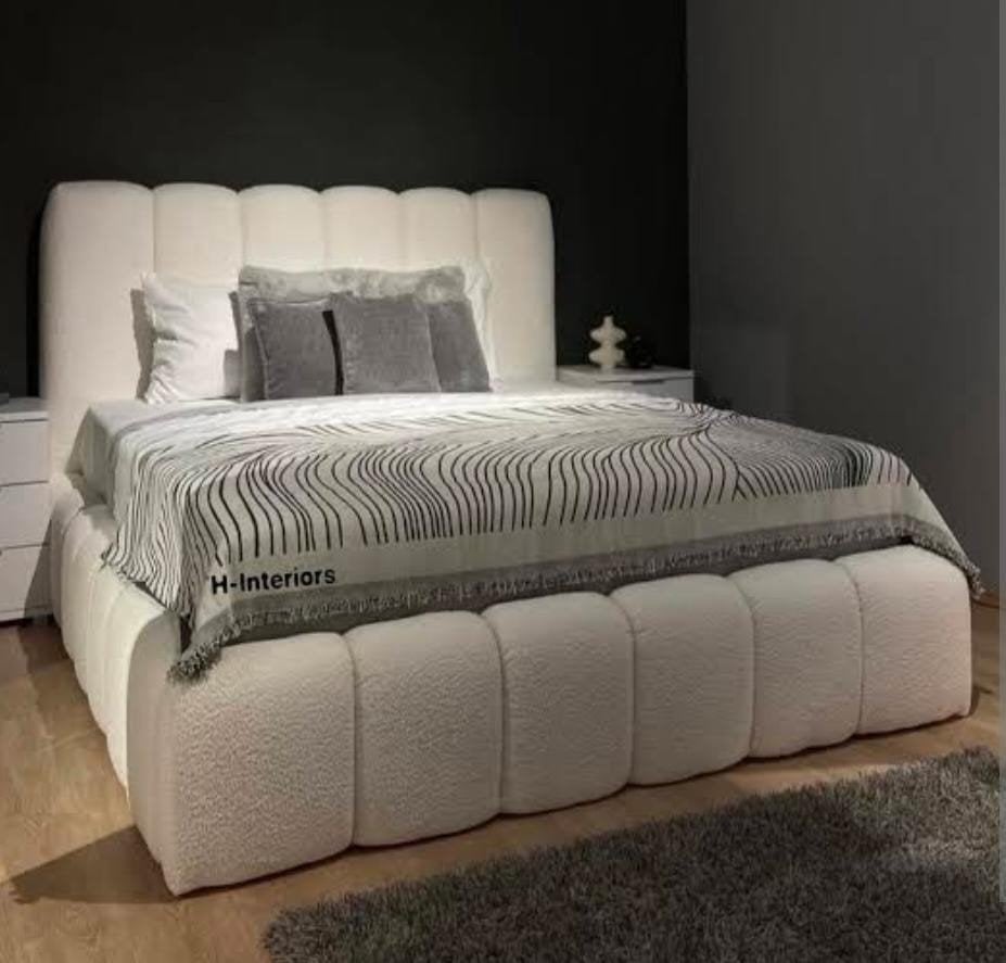 Luxury Teddystof Tweepersoonsbed 160x200 180x200 met Matras, Beige, Ophalen of Verzenden, 180 cm, 200 cm