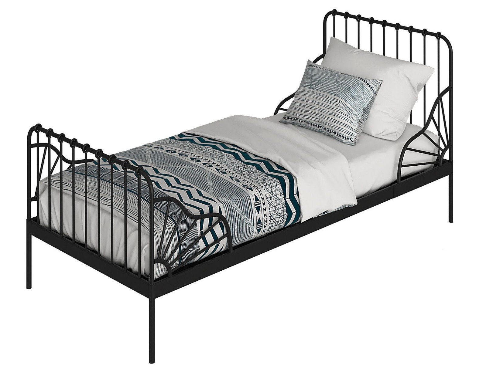 Ikea Minnen meegroeibed, zwart, Ophalen, Eenpersoons, Zwart, 80 cm
