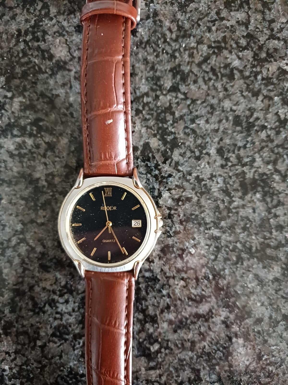 Rexxor Polshorloge met Datum, Zwarte Wijzerplaat, 38mm, Overige merken, Overige materialen, Polshorloge, Ophalen of Verzenden