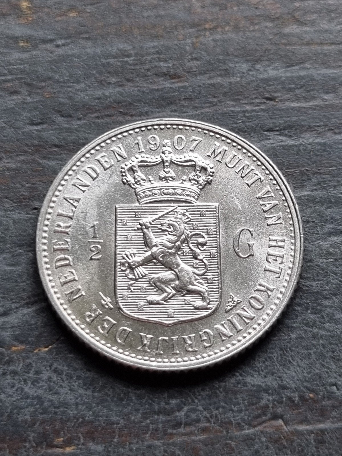 halve gulden 1907 pr wilhemina, Ophalen of Verzenden, Koningin Wilhelmina, ½ gulden, Zilver