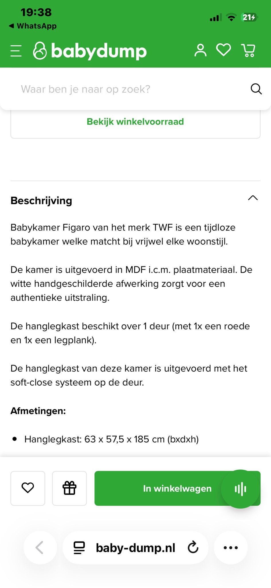 TWF Figaro babykamer hangkast wit, Kinderen en Baby's, Kinderkamer | Commodes en Kasten, Ophalen, Gebruikt, 50 tot 70 cm, 105 cm of meer