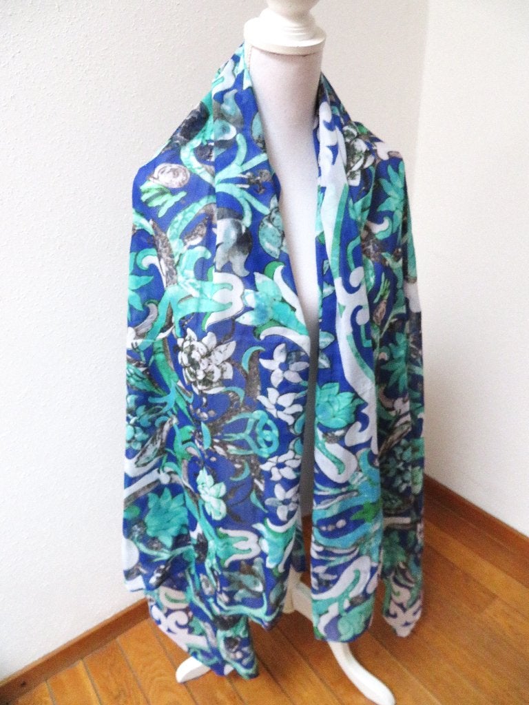 ANTICA SARTORIA nieuwe sjaal of pareo blauw 180 x 115 cm, Kleding | Dames, Maat 46/48 (XL) of groter, Nieuw, Ophalen of Verzenden