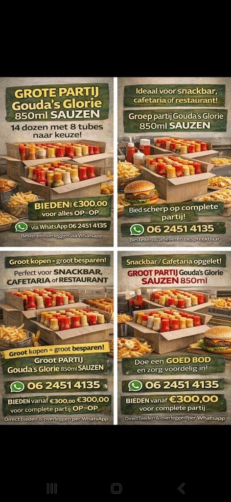 Gouda's Glorie diverse grote tubes 850ml sausjes, Ophalen of Verzenden